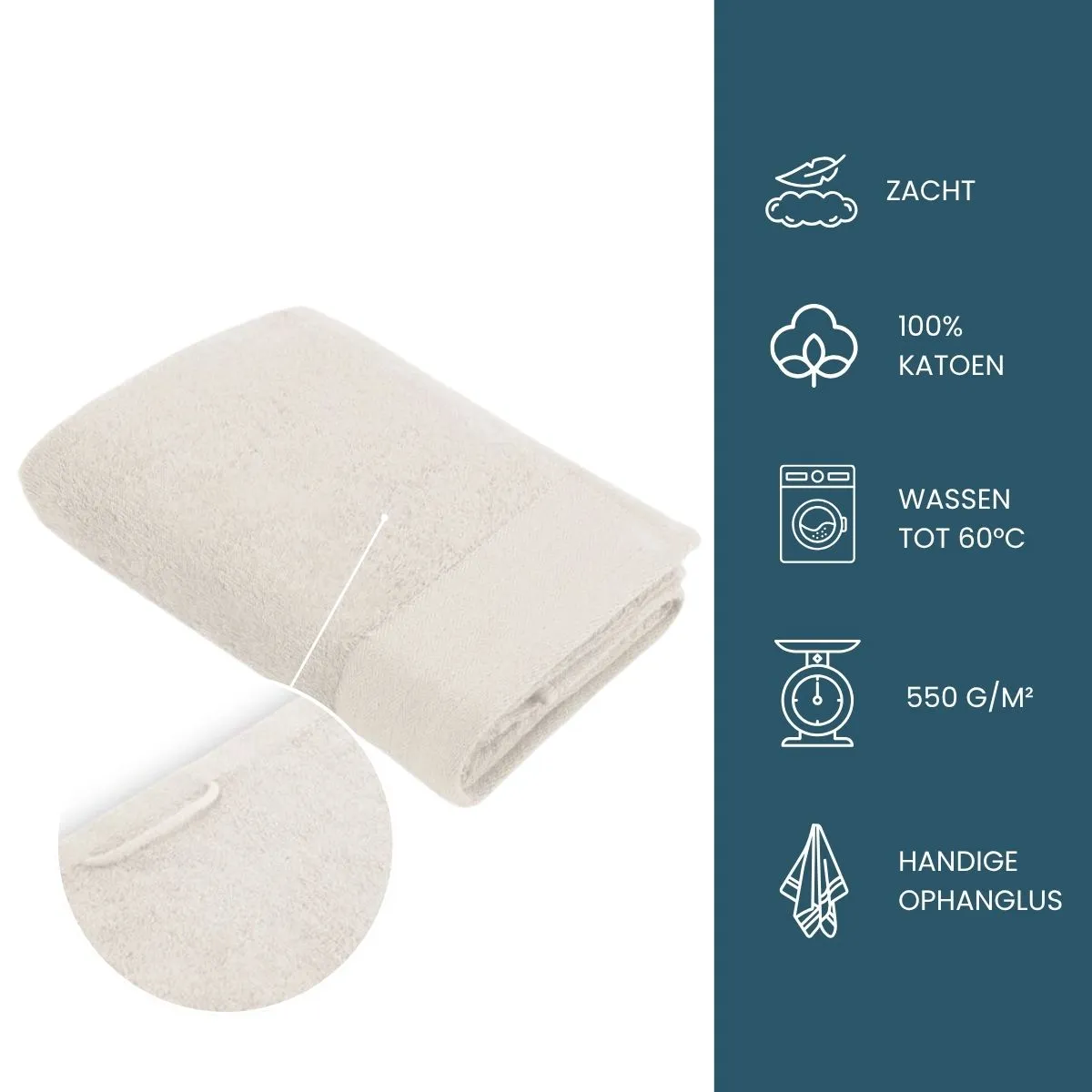 Walra Soft Cotton Handdoeken 50 x 100 cm - 550 gr/m² - Kiezel Grijs - 10 stuks