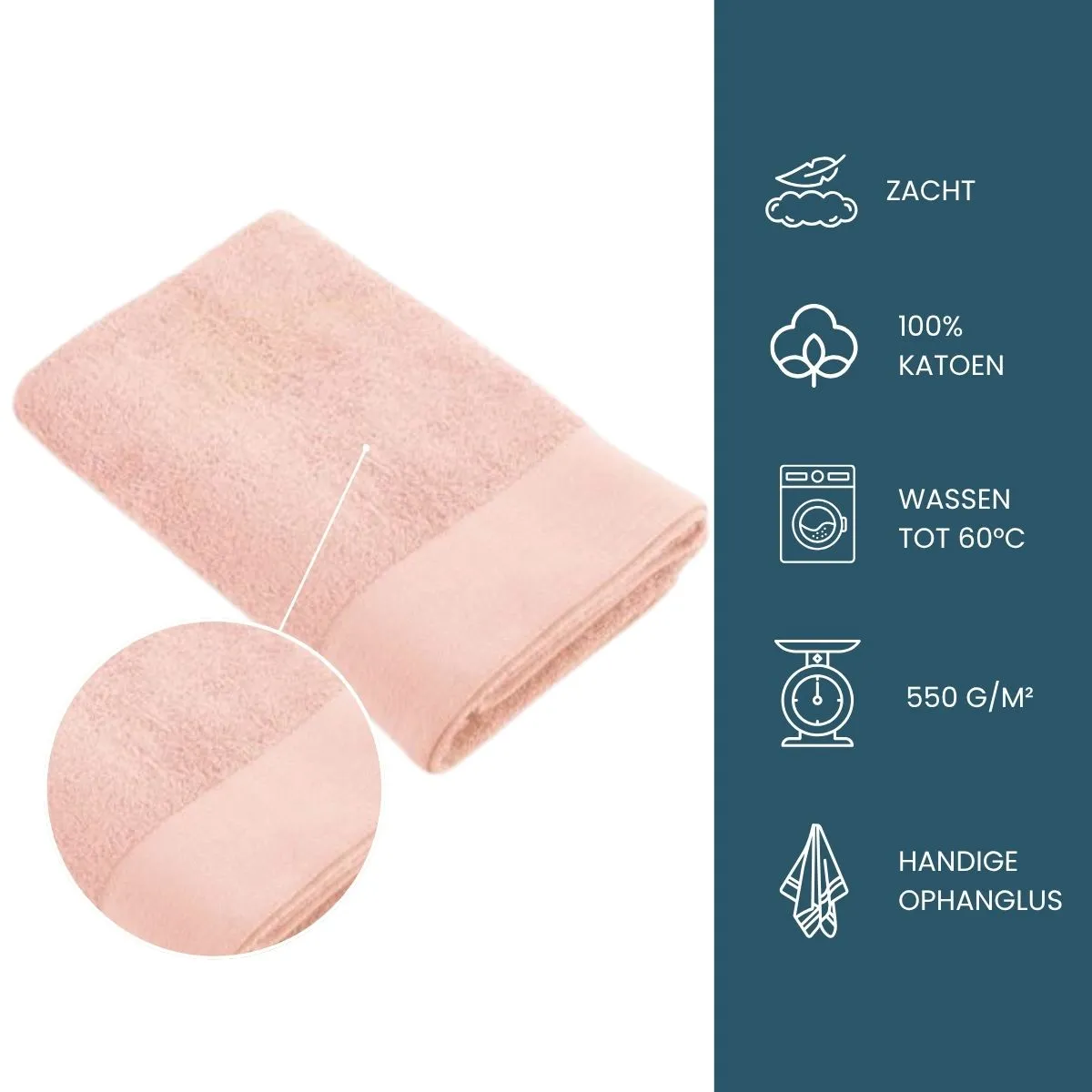 Walra Soft Cotton Handdoeken 70 x 140 cm - 550 gr/m² - Roze - 10 stuks