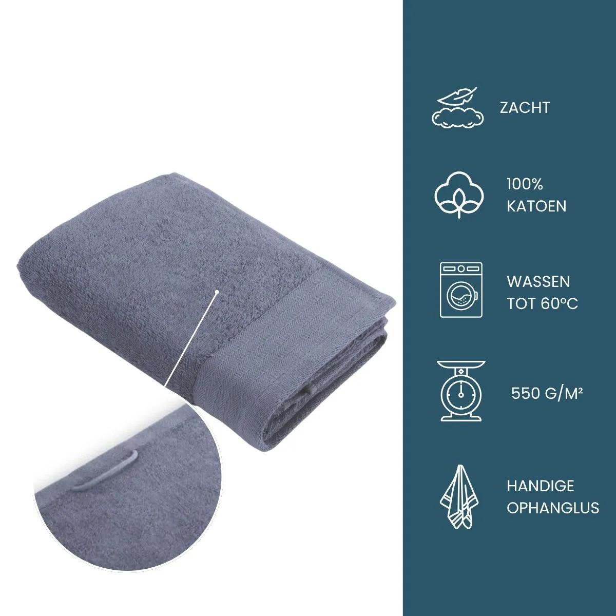 Walra Soft Cotton Handdoeken 50 x 100 cm - 550 gr/m² - Indigo - 10 stuks