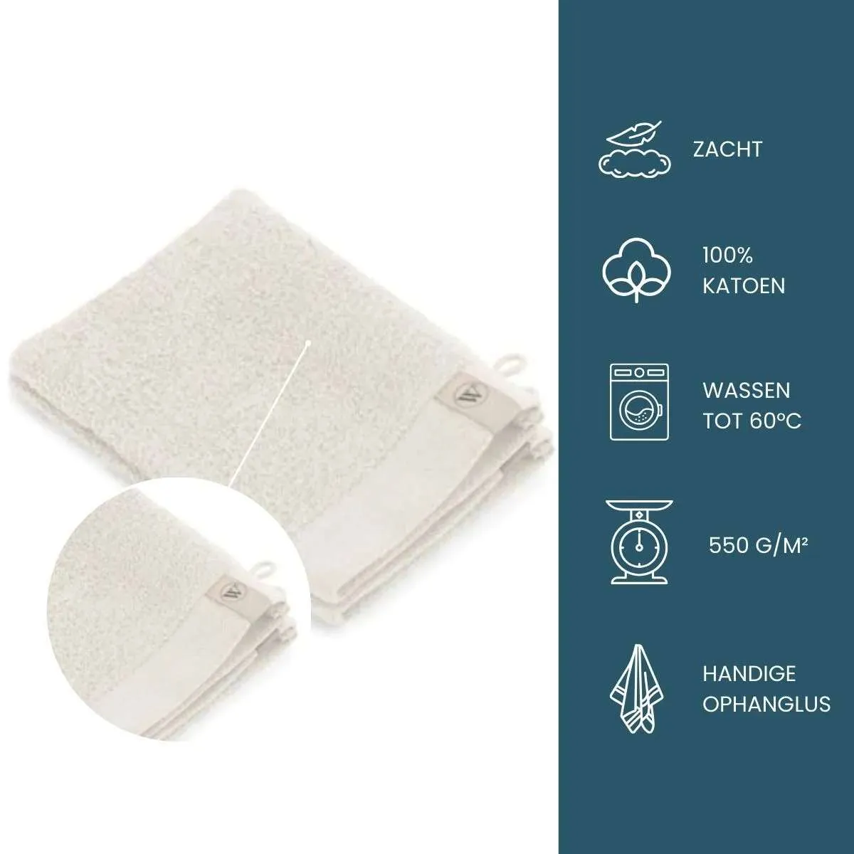 Walra Soft Cotton Washandjes 16 x 21 550gram Kiezel Grijs - 12 stuks