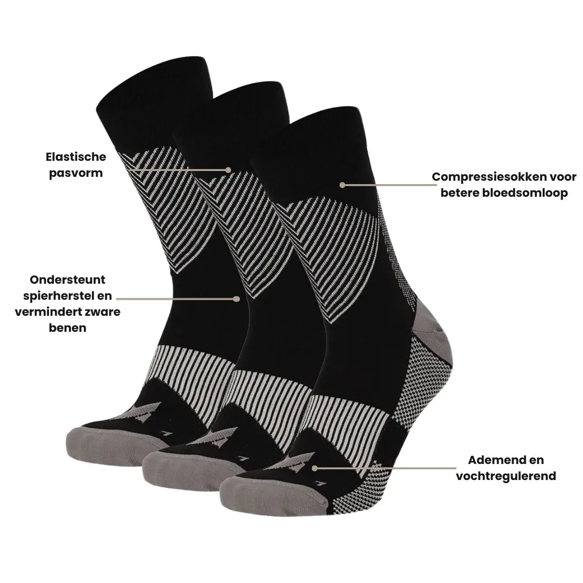 Xtreme Compressiesokken Quarter 3-pack Multi Black