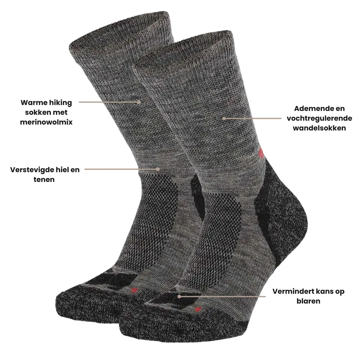 Xtreme Hiking Sokken Wol 2-pack Multi Antraciet