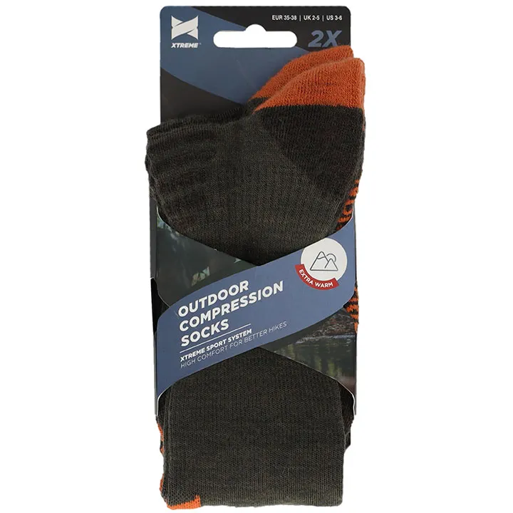 Xtreme Outdoor Sokken Compressie 2-pack Multi Green