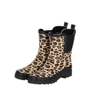 XQ Dames Regenlaarzen Rubber Printed Chelsea Panter Print 
