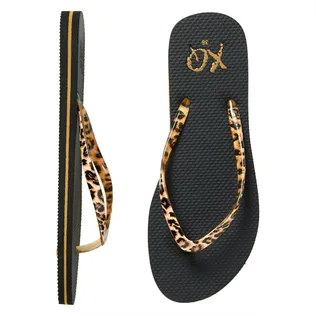 XQ Teenslippers Dames Zwart Panter 