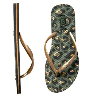 XQ Teenslippers Dames Panter Print Army Green 