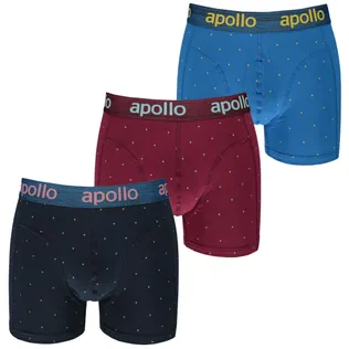 Apollo Boxershorts Heren Blue / Burgundy Dots 3-pack
