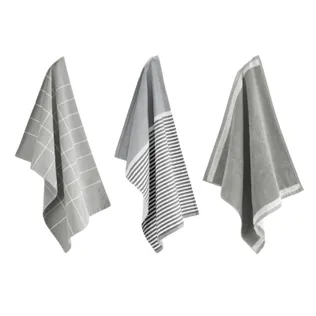 Byrklund Keuken- en Theedoeken set Dishes & Dry Hands Grijs - 3 delig