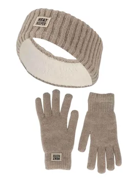 Heatkeeper Dames Winter Set - Hoofband + Handschoenen - Beige