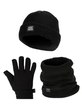 Heatkeeper Kinder Winter Set - Muts + Nerkwarmer + Handschoenen - Zwart