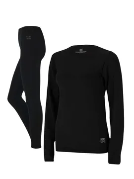 Heatkeeper Thermoset Dames Basic Naadloos - Thermoshirt + Thermo Legging - Zwart