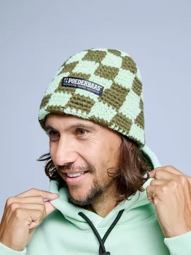 Poederbaas Muts Heren Checkerboard Olive Green