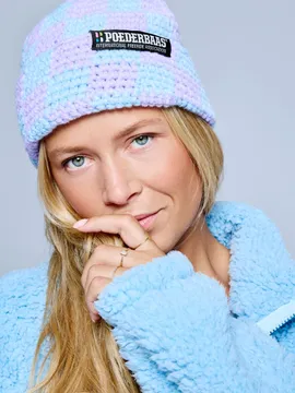 Poederbaas Muts Dames Checkerboard Lila