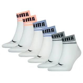 Puma Quarter Sokken New Heritage 6-pack Wit / Oranje / Blauw / Zwart