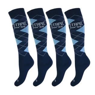 STAPP Horse Paardrijsokken Ruit 4-pack Marine / Lichtblauw / Jeans