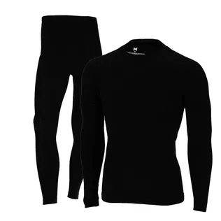Xtreme Thermoset Heren Merino Wol - Thermoshirt + Thermolegging - Black Melange
