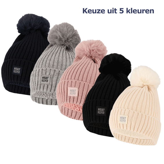 Heatkeeper Thermo Muts met Pompon Dames - Keuze uit 5 kleuren