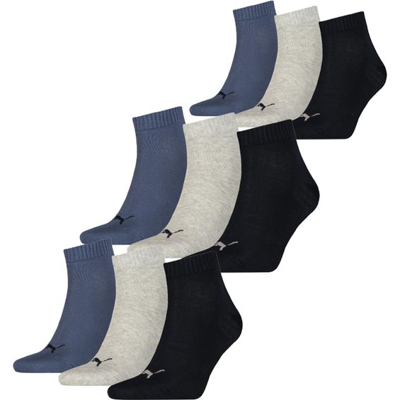 Puma Quarter Sokken Plain 9-pack Navy / Grey / Nightshadow Blue