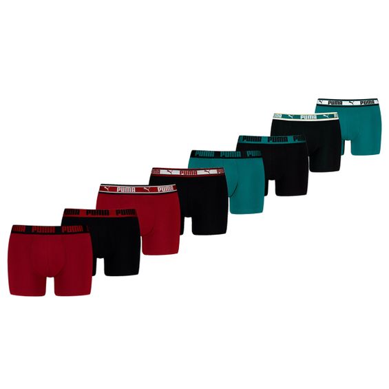 Puma Boxershorts 8-pack Burgundy / Seagreen