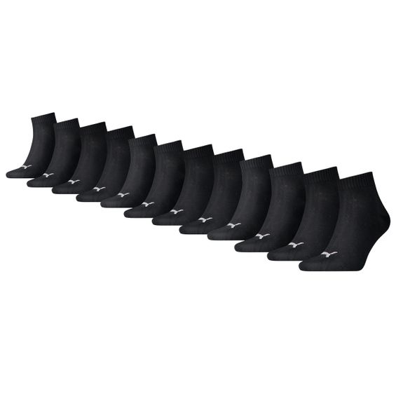Puma Quarter Sokken Plain 12-pack Zwart