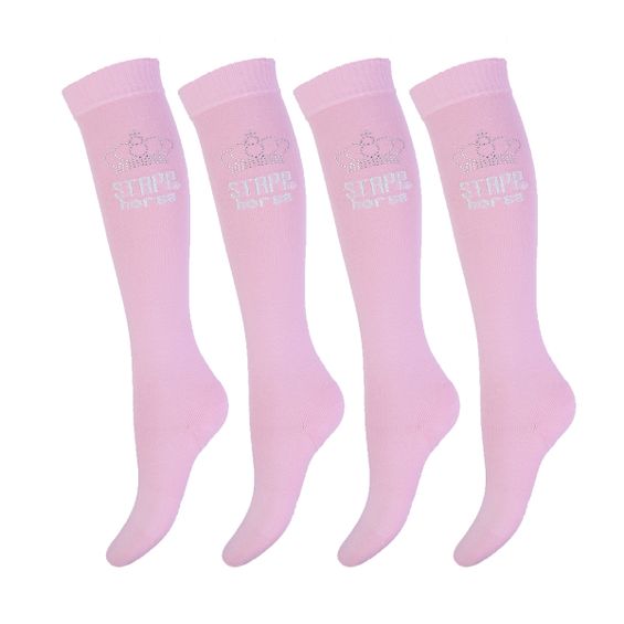 STAPP Horse Paardrijsokken Kroon Strass 4-pack Roze / Zilver