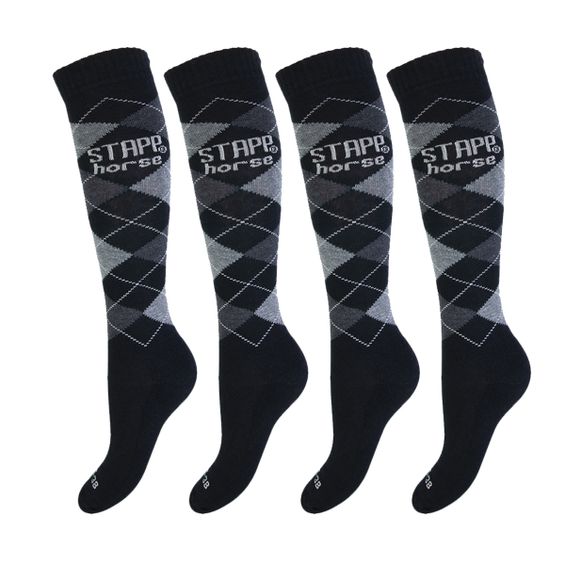 STAPP Horse Paardrijsokken Ruit 4-pack Nero