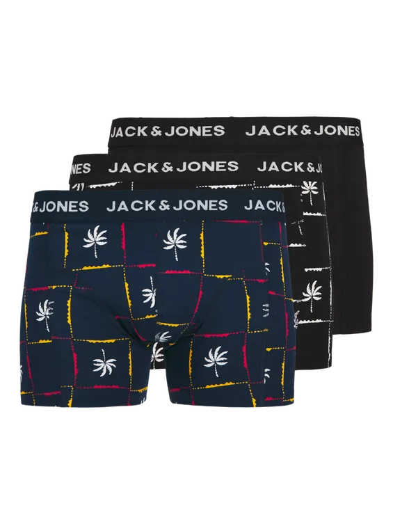 Jack & Jones Boxershorts JACPALM Trunks 3-pack Black / Navy Blazer