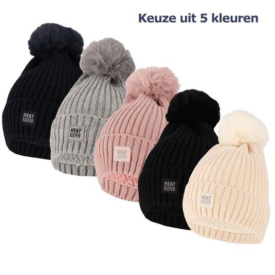 Heatkeeper Thermo Muts met Pompon Dames - Keuze uit 5 kleuren