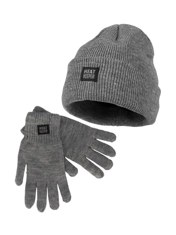 Heatkeeper Heren Winter Set - Muts + Handschoenen - Grey