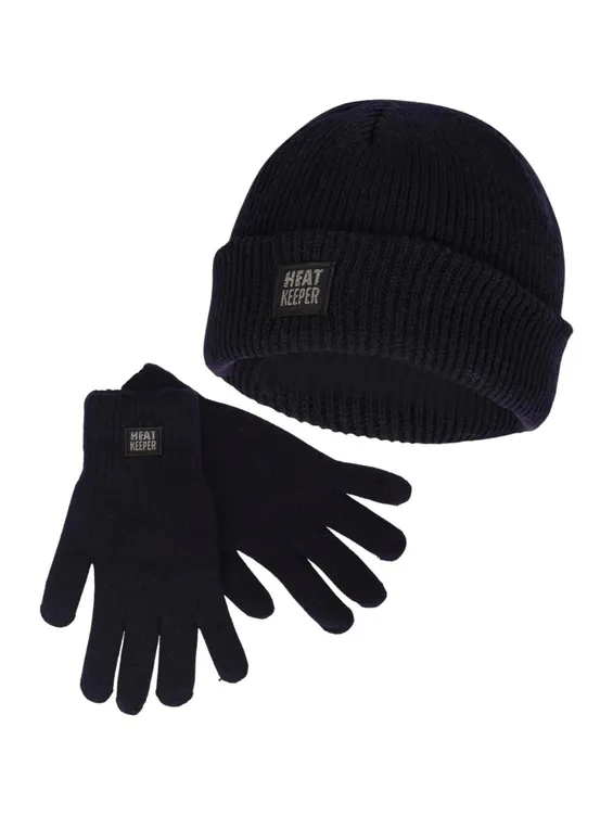 Heatkeeper Heren Winter Set - Muts + Handschoenen - Navy
