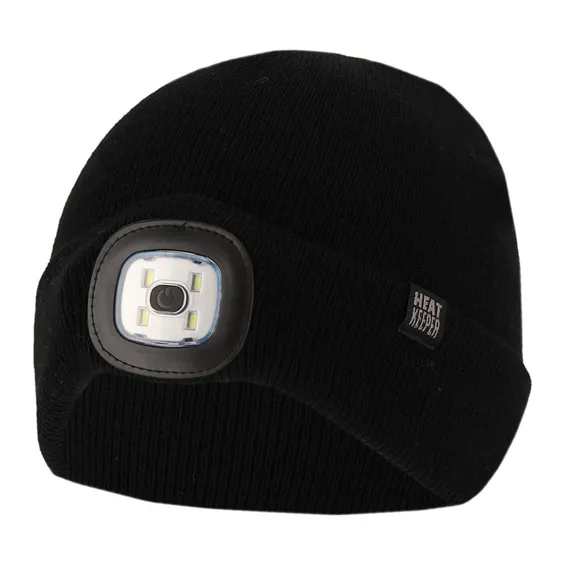 Heatkeeper Kinder Thermo Muts met oplaadbaar Led lampje Zwart