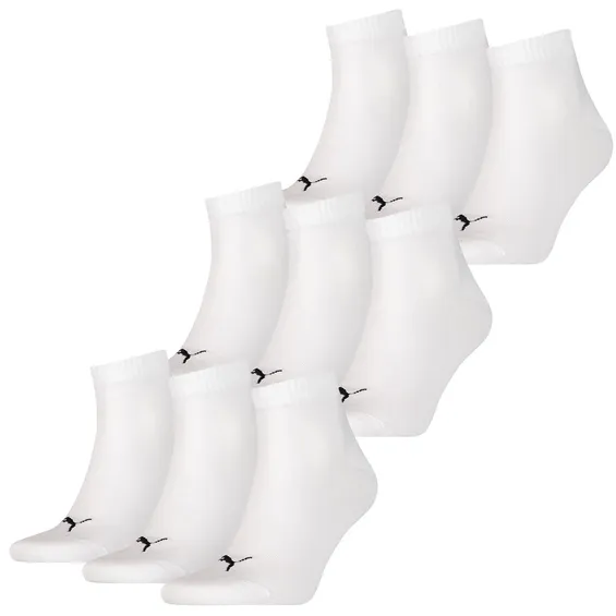 Puma Quarter Sokken Plain Wit 9-pack