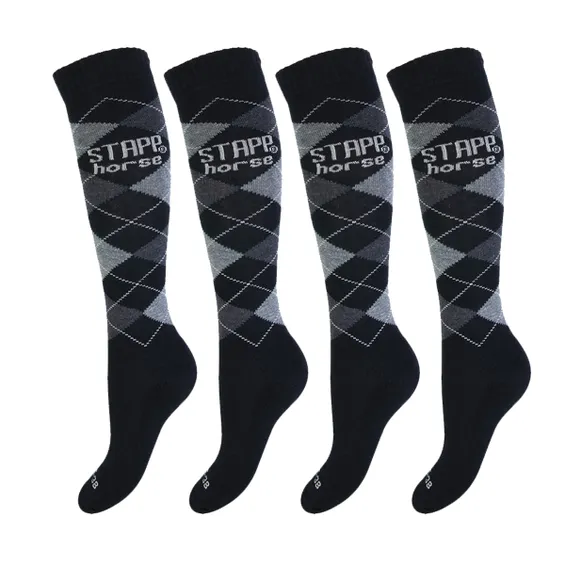STAPP Horse Paardrijsokken Ruit 4-pack Nero
